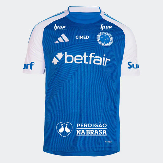 Cruzeiro Adidas 2025/26 Home Jersey with Sponsor Logos